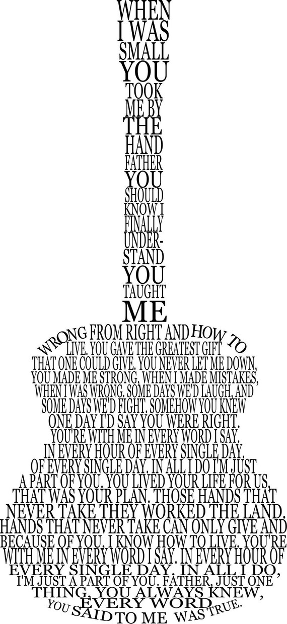 Download Father lyrics SVG in Guitar Shape | Etsy