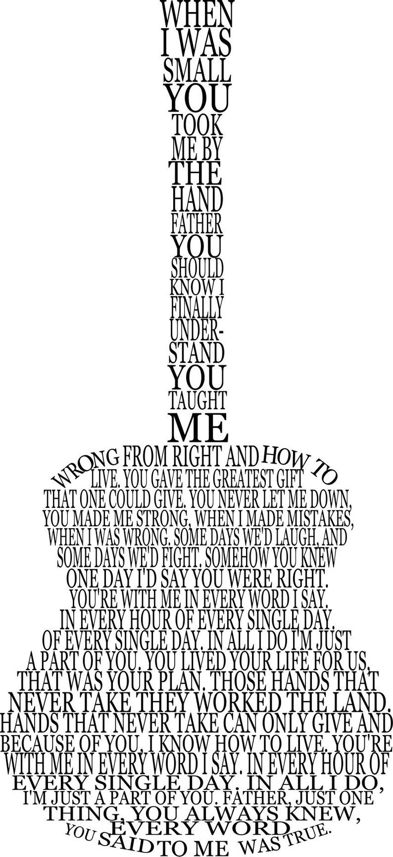 Download Father lyrics SVG in Guitar Shape | Etsy