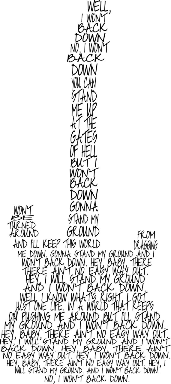 I Won T Back Down Electric Guitar Svg Etsy
