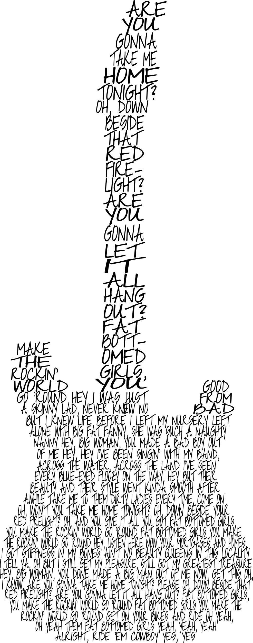 Fat Bottomed Girls Lyrics Svg Descarga Digital Etsy