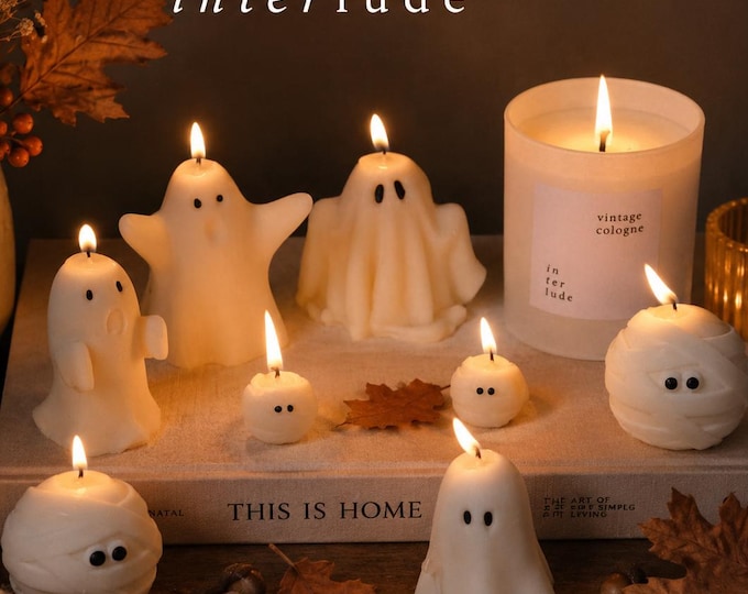 Ghost Shaped Halloween Candle – Pumpkin Spiced Latte Scent, Handmade Soy Wax, Autumn Home Décor & Gift