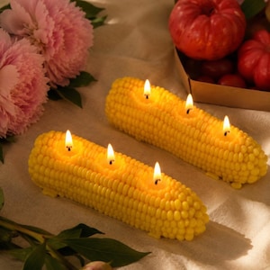 Vela de maíz / Vela de cera de soja con forma de maíz / Vela vegetal / Decoración rústica del hogar / Vela decorativa hecha a mano / Regalo único