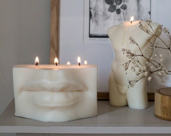 Lips Shaped Candle - Large David Lips Candle | Soy Wax Sculptural Candle | Body Candle | Scented Candle | Home Decor | Eclectic Home Decor