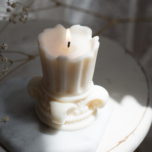 Roman Column Decorative Soy Wax Candle | Roman Column Aesthetic Candle | Sculptural Candles | Pastel Colours Candles | Roman Inspired Candle