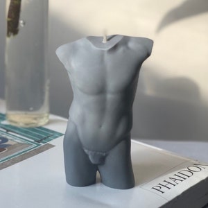 Scented David Body Candle Grey | Bois Scent | Soy Wax Male Bust Candle | Vegan Candle | Male Torso Soy Wax Candle |   Gift
