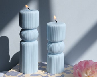 Roman Pillar Candle | Pillar Aesthetic Candle | Sculptural Candle | Pastel Colours Candle | Wedding decor | Wedding Candles | Wedding Favour