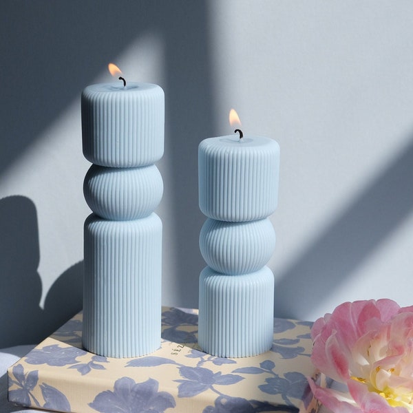 Roman Pillar Candle | Pillar Aesthetic Candle | Sculptural Candle | Pastel Colours Candle | Wedding decor | Wedding Candles | Wedding Favour