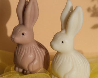 Paashaaskaars | Kaars konijn | Paasdecoratiekaars | Decoratieve lentekaars | Sculpturale sojawaskaars | Handgemaakt paasdecor