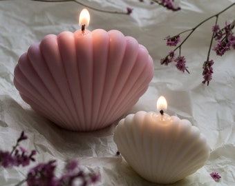 Gift Set - Shell Scented Candles: Small and Large | Soy Wax Scented Candle | Scented Candle | Gift | Sea Shell Candle White | Scented Shell