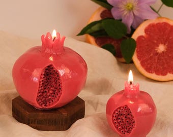 Pomegranate Shaped Candle | Soy Wax Fruit Decor | Pomegranate Decor | Fruit Home Decor | Living Room Decor | Kitchen Fruit Decor