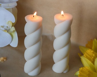 Gedraaide marshmallowkaars | Sojawaskaars | Decoratieve draaikaars | Pastelkleurige esthetische woondecoratie | Handgemaakte kaars | Moederdagcadeau