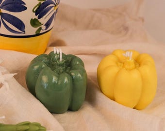 Bell Pepper Shaped Candle | Handmade Soy Wax Vegetable Candle | Kitchen Decor | Sculptural Food Candle | Quirky Housewarming Gift | Candle