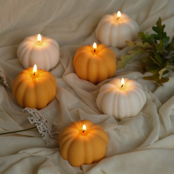 Bougie en forme de citrouille | Bougies d'Halloween | saison effrayante | Latte à la citrouille et aux épices | Décorations d'Halloween | Citrouilles | Bougies à la cire de soja