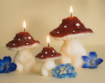 Mushroom Candle | Glittery Goddess Mushroom Candles | Cottagecore Home Decor | Gifts for Her | Candles | Soy Wax Candle | Home Decor