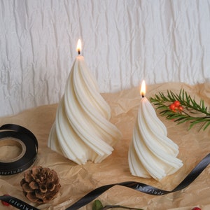 Christmas Tree Swirl Candle | Christmas Tree Shaped Candles | Christmas Decorations | Christmas Candles | Christmas Decor | Stocking Fillers