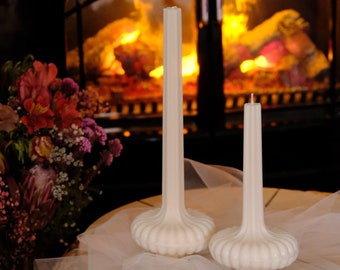 Scalloped Pillar Candle | Handmade Soy Wax Pillar Candle | Elegant Wedding Decor Candle | Decorative Pillar Candle | Mother’s Day Gift