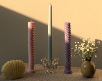 Spiral Soy Wax Candles | Pastel Dinner Candles Set of 3 | Aesthetic Table Decor | Valentine’s Day Gift | Mother’s Day Candle Gift