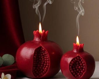 Granaatappelkaars | Granaatappel sojawas kaars | Fruitkaars | Sculpturale kaars | Handgemaakte woondecoratiekaars | Eclectische woondecoratie