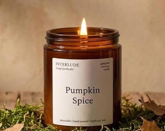 Vela de cera de soja con aroma a calabaza y especias / Vela perfumada otoñal / Regalo de vela / Regalo de decoración del hogar / Regalos para ella y para él / Vela perfumada / Velas