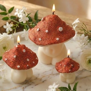 Glitzer Pilz Kerze | Pilz Kerze Skulpturale Sojawachs Kerze | Cottagecore Wohnkultur | Wunderliche Deko-Kerze | Handgemachtes Geschenk