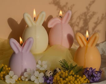 Kaars paaseikonijn | Paaseikaars | Kaars konijn | Paasdecoratiekaars | Decoratieve kaars sojawas | Lentetafeldecoratie