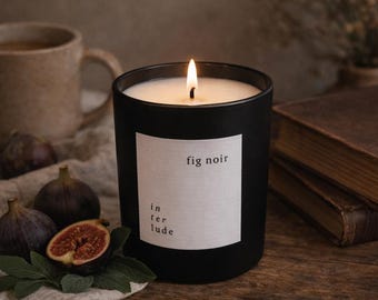 Geurkaars Fig Noir | Kaars sojawas met zwarte vijg en vetiver | Luxe geurkaars voor thuis | Handgemaakte decoratieve kaars | Moederdagcadeau