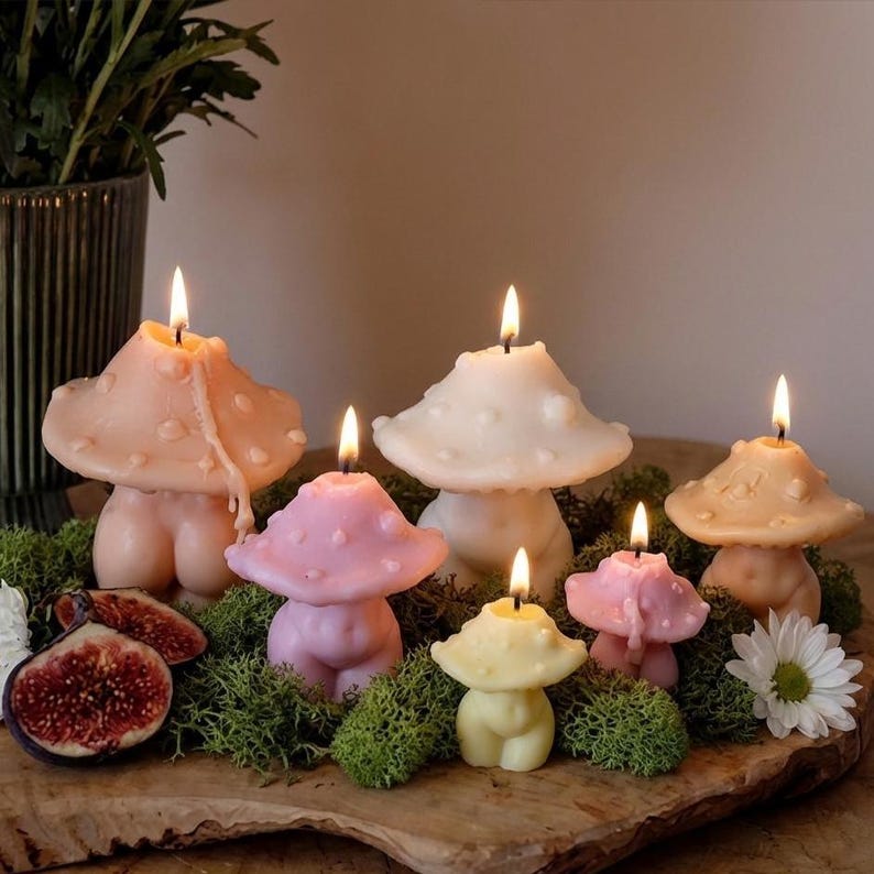 Mushroom Candle | Mushroom Decor Candle | Sculptural Candle | Cottagecore Home Decor | Woodland Home Decor | Handmade Soy Wax Candle image 3
