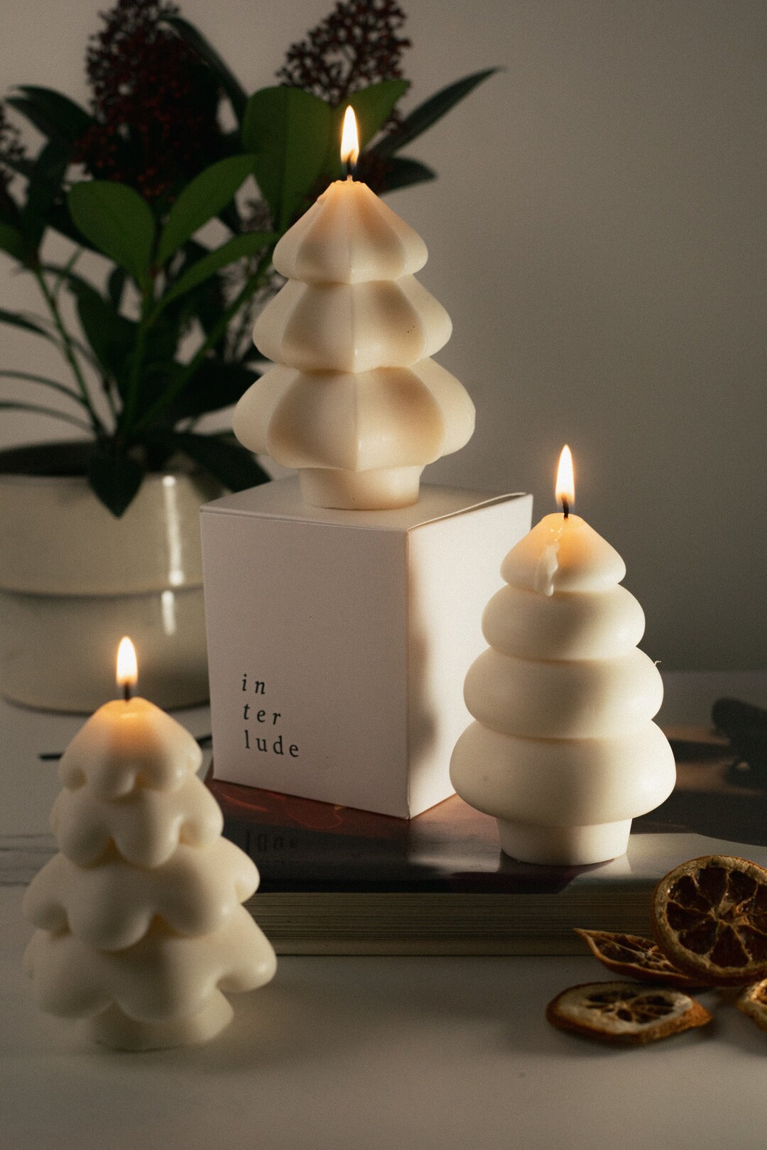 Christmas Tree Shaped Candle Christmas Decorations Etsy
