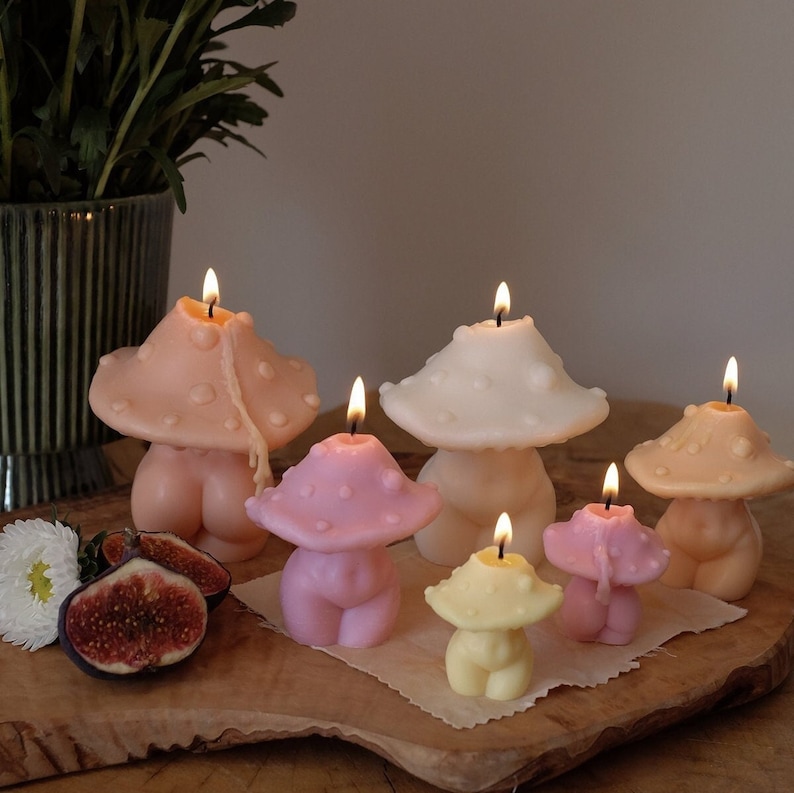 mushroom candle autumn candle fall decor cottagecore decor mushroom decorations  fall  halloween autumn candle handmade candle body candle