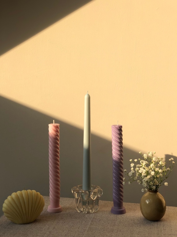 Spiral Taper Candles Pack of 3 Twisted Candle Dinner Candles