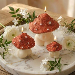 Mushroom Candle | Mushroom Decor Candle | Sculptural Candle | Cottagecore Home Decor | Woodland Home Decor | Handmade Soy Wax Candle image 4