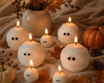 Mummy Ghost Candles | Halloween Candles | Mummy Shaped Candles | Halloween Decor  | Autumn Candles | Soy Wax Candles | Autumn Deccorations