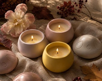 Bougie en pot champignon | Bougie parfumée au champignon à la cire de soja | Décoration intérieure style cottagecore | Bougie décorative fantaisiste | Bougie d'automne