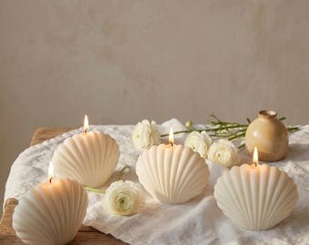 Muschel Kerze | Muschel Sojawachs Kerze | Küsten Dekorative Kerze | Handgefertigte Skulptur-Kerze | Pastellästhetische Wohnkultur | Geschenk für Sie