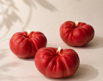 Heirloom-tomatenkaars | Sculpturale sojawaskaars | Handgemaakt keukendecor | Grillig huisaccent | Unieke ambachtelijke kaars | Handgemaakt cadeau