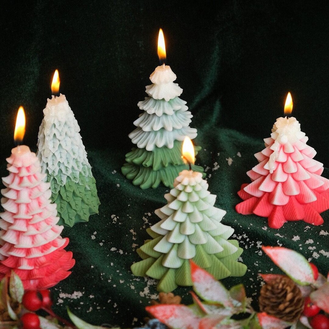 Kit Fai Da Te Candele Albero Di Natale GRAN VELADA - Cera Di Soia, Stampo Silicone, Fragranza Natalizia, Per Creare 2 Candele Aromatiche Grandi