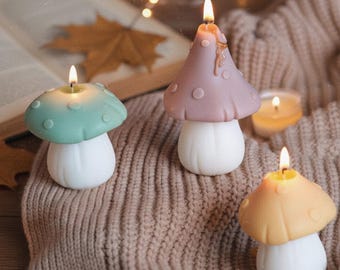 Paddenstoelkaars | Paddenstoelkaars | Sculpturale kaars | Huisdecoratie Cottagecore | Handgemaakte sojawaskaars | Grillig woondecoratie | Cadeau-idee