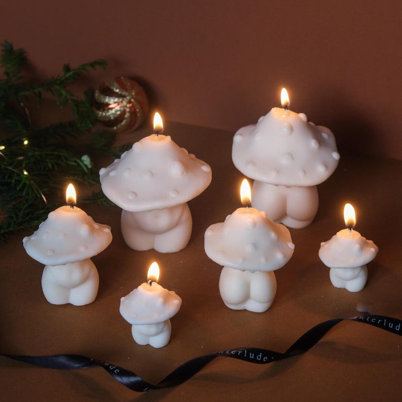 Mushroom Candle | Mushroom Decor Candle | Sculptural Candle | Cottagecore Home Decor | Woodland Home Decor | Handmade Soy Wax Candle image 9