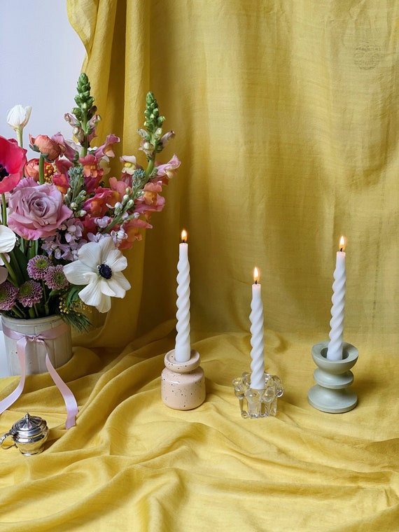 Conjunto de 3 velas espirales blancas / velas espirales no perfumadas / velas  blancas espirales / decoración de mesa navideña / velas espirales / velas  cónicas -  España