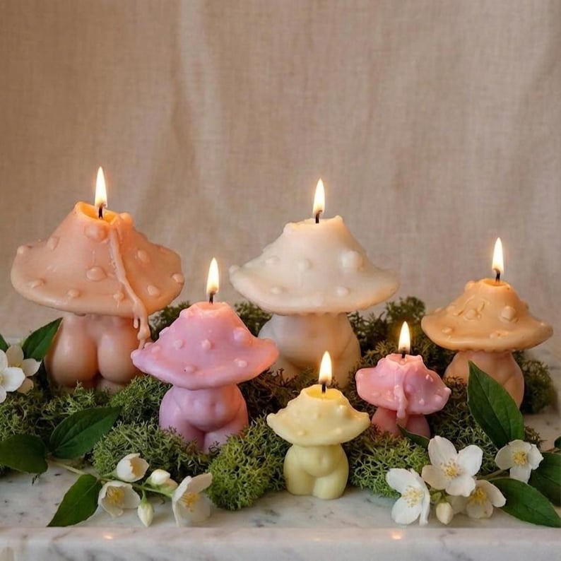 Mushroom Candle | Mushroom Decor Candle | Sculptural Candle | Cottagecore Home Decor | Woodland Home Decor | Handmade Soy Wax Candle image 2