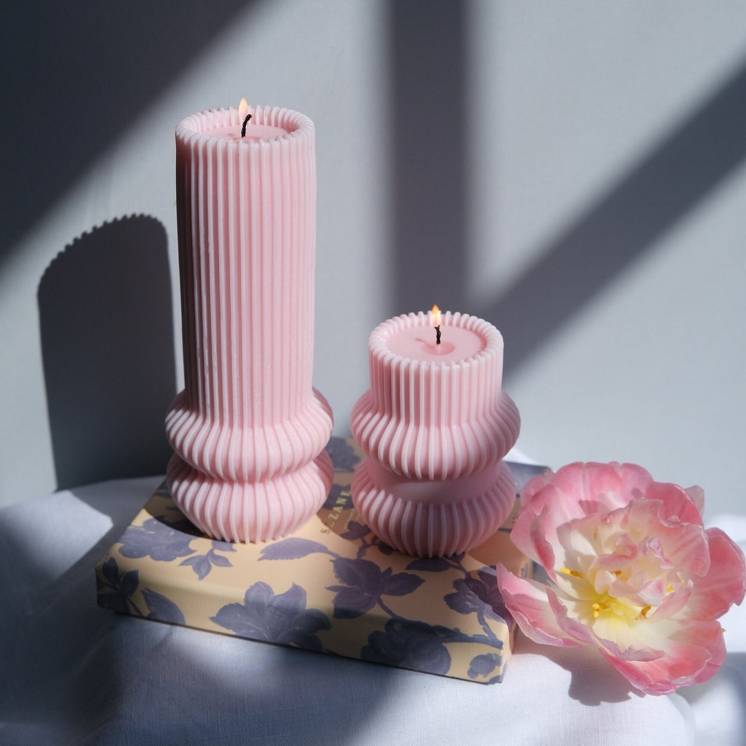 Striped Pillar Candle Wedding Pillar Candle Wedding Dcorations Wedding