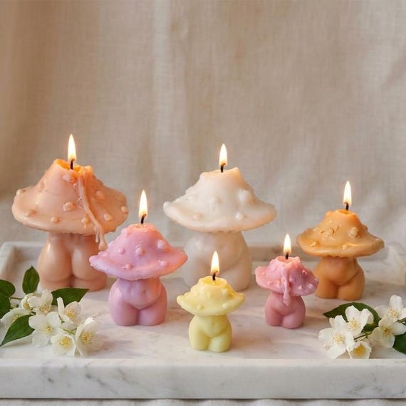 Mushroom Candle | Mushroom Decor Candle | Sculptural Candle | Cottagecore Home Decor | Woodland Home Decor | Handmade Soy Wax Candle