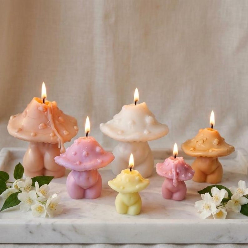 Mushroom Candle | Mushroom Decor Candle | Sculptural Candle | Cottagecore Home Decor | Woodland Home Decor | Handmade Soy Wax Candle image 1