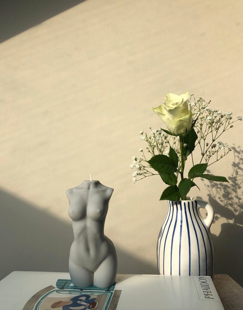 Female Body Candle Large Venus Body Candle Grey Bois Scent Etsy