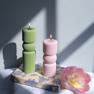 Roman Pillar Candle Pillar Aesthetic Candle Sculptural Candle Pastel Colours Candle Wedding decor Wedding Candles Wedding Favour image 2