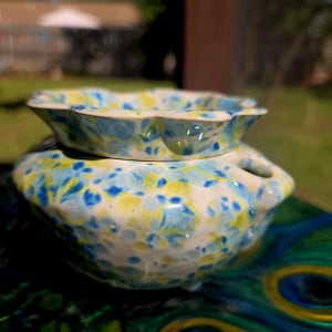 Small African Violet Pot | Handmade Ceramic Planter | Blue Green Speckled Glaze | Indoor Plant Pot | Unique Pottery Gift