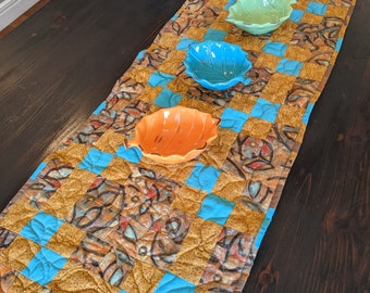 Fall Table Runner in Amber and Turquoise