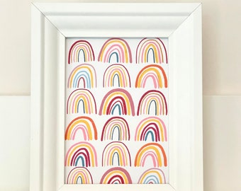 Bright colourful multi rainbow print birthday gift, rainbow print for any room, rainbow print decor gift for her, 5x7 colour print gift