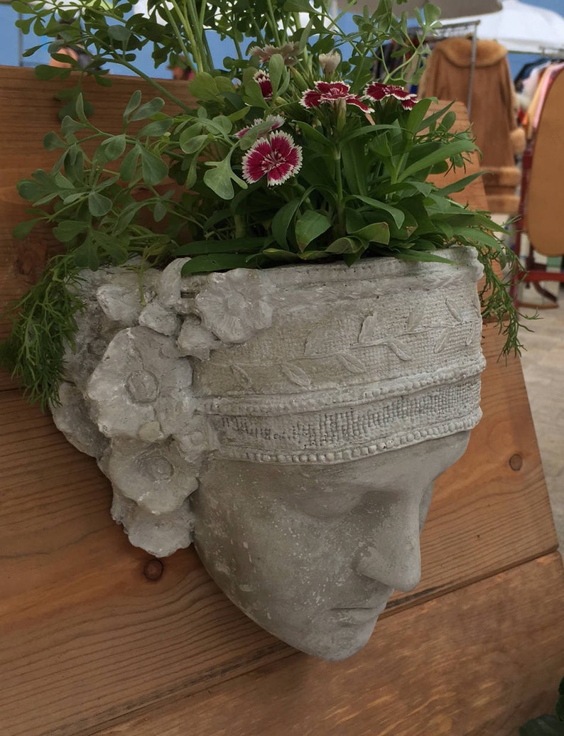 Decorative Art Nouveau Concrete Sculpture Wall Hanging Flower Etsy