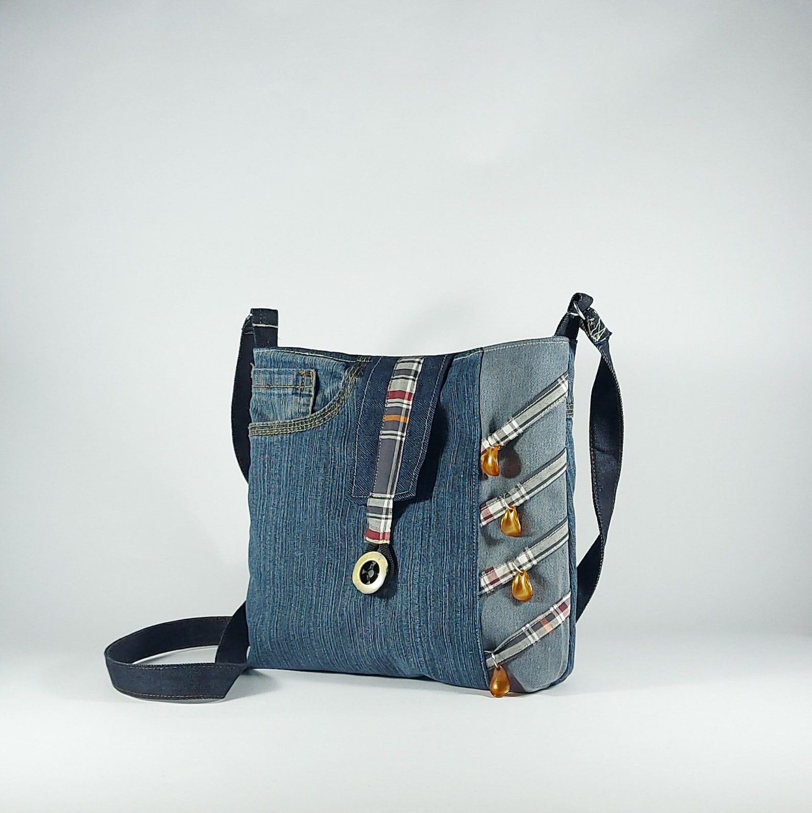 Cute Mini Patchwork Jeans Crossbody Bag With an Adjustable Cross Body ...